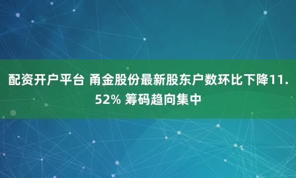 配资开户平台 甬金股份最新股东户数环比下降11.52% 筹码趋向集中
